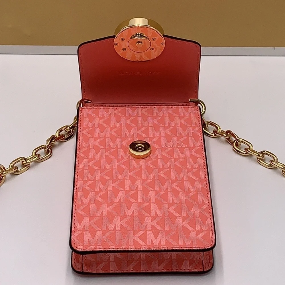 Michael Kors Carmen Small Logo Smartphone Crossbody Grapefruit signature color